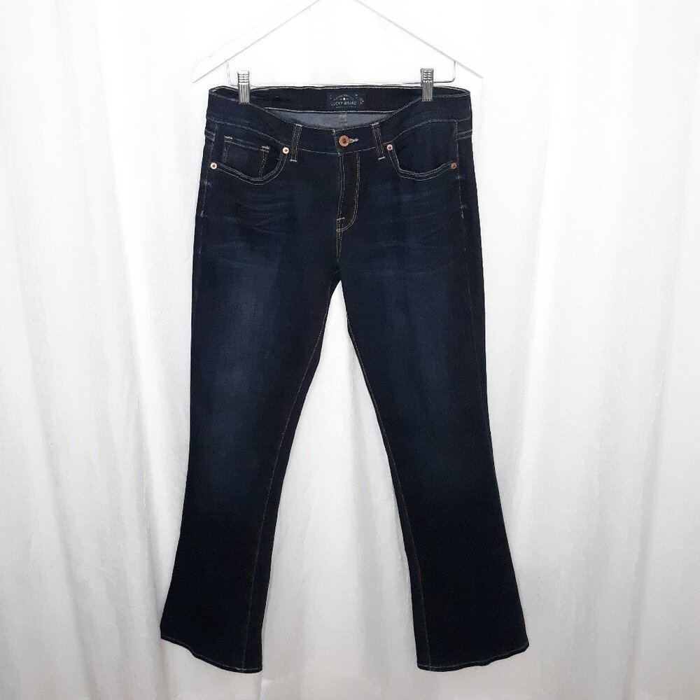 Women's Lucky Brand Charlie Baby Boot Distressed Jeans Dark Wash